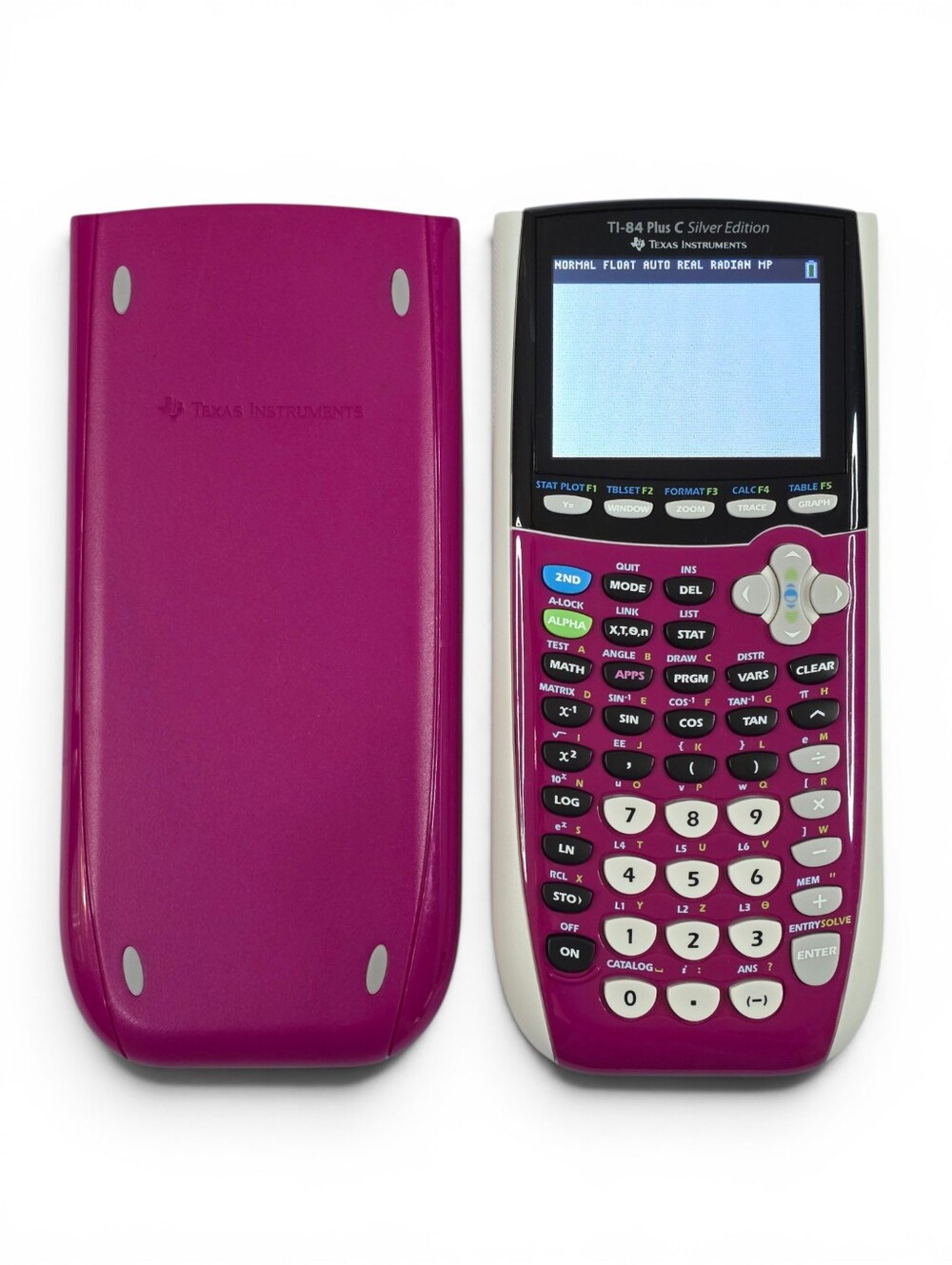 TI-84 Plus C Silver Edition Raspberry Pink Graphing Calculator w/ Charger & Case
